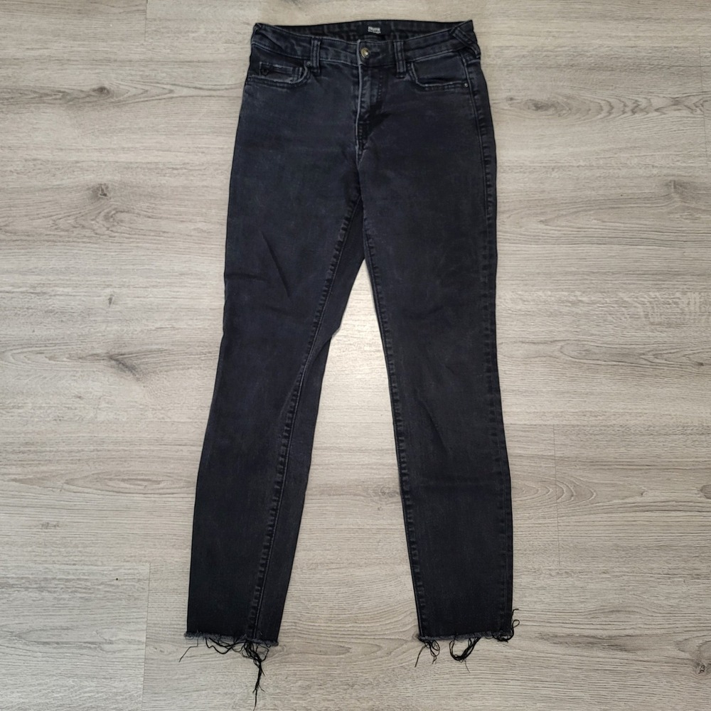 True Religion Colette Slim Straight Black Raw Hem‎ Jeans Womens 26" Waist Grunge